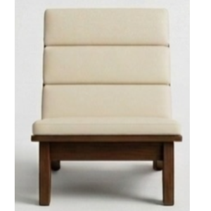 Minimalist Solid <b>Teak</b> Wood Lounge <b>Chair</b> with Cushion - Product Image 1