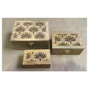 Cajas de Madera de Mango Rectangulares para Almacenamiento en la Cocina, Cajas de Madera Tallada Ecológicas, en Venta, a Precio de Fábrica Directo - Product Image 1