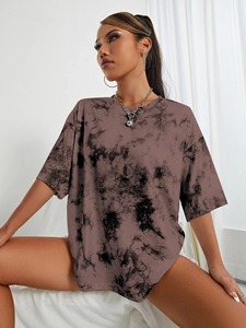 Camiseta Unisex Oversize de Manga Corta con Cuello Redondo, Tejido de Algodón con Mezcla de Colores Tie-Dye, Ecológica, de Secado Rápido, Transpirable y de Ajuste Holgado - Product Image 5