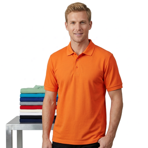 Polo pour homme à manches courtes en coton 100% orange, respirant, couleur unie, décontracté, tricoté, coupe classique - Product Image 6