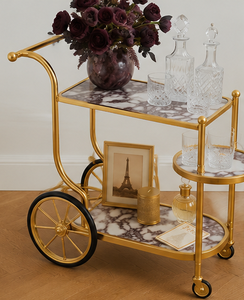 Chariot de bar de luxe finition or, chariot à boissons roulant, chariot de service de boissons design, mobilier de bar contemporain pour la maison, élégant or - Product Image 6