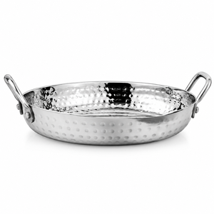 Hammered Stainless <b>Steel</b> <b>Bowl</b> Serving Dish with Dual Handles Modern Metal <b>Bowls</b> for Home Kitchen - Product Image 1