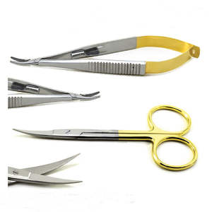 Pinza de Sutura para Microcirugía Castroviejo, Portaagujas Curvo de Acero Inoxidable, Equipo Manual con Certificación CE de Dentavex - Product Image 1