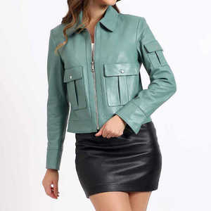 Women Cropped Leather <b>Jacket</b> Modern Fashion Biker Style With Premium Stitching And Comfortable <b>Lightweight</b> Feel - Product Image 1