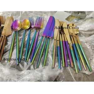 Juego de cubiertos ecológicos chapados en oro con mango retorcido, cuchara, tenedor, cuchillo, juego de cubiertos para mesa, vajilla para eventos de boda - Product Image 4