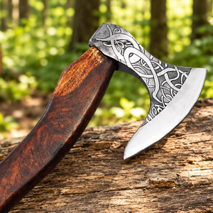 Hacha Vikinga de Acero al Carbono de Alta Calidad con Mango de Madera Forjado a Mano para Campismo al Aire Libre con Envío Gratuito - Product Image 2