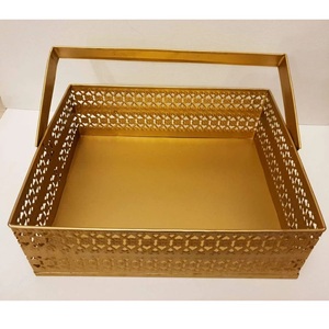 Latest Design Gold Polished Metal Gift <b>Hamper</b> Basket <b>Storage</b> Containers Modern Designer Marvelous Metal Handmade <b>Hamper</b> Basket - Product Image 1