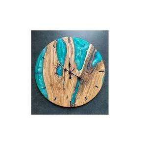 Horloge murale classique en résine époxy et bois pour cadeaux et décoration intérieure, finition brillante, horloge personnalisée de luxe pour restaurants et hôtels - Product Image 3
