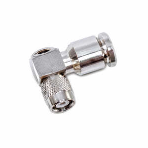 TNC Male Clamp Type Right Angle LMR 400 RF Coaxial Connector <b>Chrome</b> Plated Telecom Network Cable Connector - Product Image 3