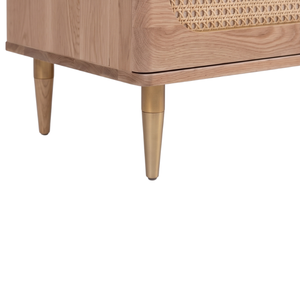 Commode en bois de teck faite à la main, écologique, avec tiroirs cannélatés, style moderne et minimaliste, meuble de rangement autoportant pour salon et hôtel - Product Image 3