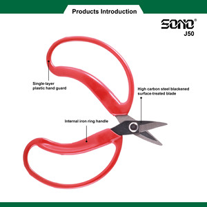 Ciseaux de taille industriels SONO J50 pour vignobles et jardins, manche avec revêtement plastique, pour droitiers, lames en acier au carbone affûtées - Product Image 2