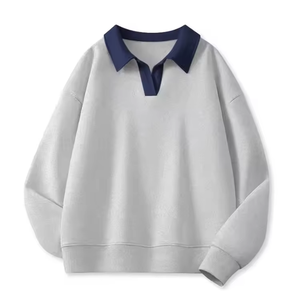 เสื้อสเวตเชิ้ตผู้หญิงแบบมีซับใน น้ำหนัก 320 กรัม คอปกติดกระดุม ผ้าถักกันหด พิมพ์ลายด้านหน้าตามสั่ง สำหรับฤดูใบไม้ร่วงและฤดูหนาว คุณภาพสูง - Product Image 6