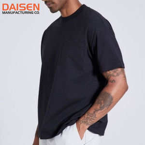 Camiseta de Algodón para Hombre, Talla Grande, Manga Corta, Cuello Redondo, Color Sólido, Informal, con Logotipo Personalizado, Venta al Por Mayor, OEM, ODM - Product Image 2