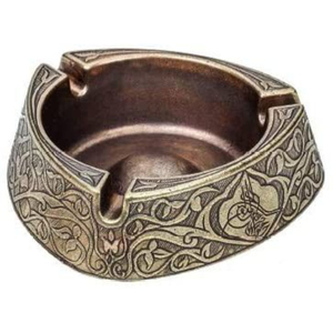 Cendrier en métal rond avec motif gravé, finition or antique, accessoires pour fumeurs, cendrier à cigares, prix de gros - Product Image 1