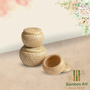 Handmade <b>Bamboo</b> Double Layer Storage Basket with Lid Eco Friendly Woven Organizer Box Natural <b>Bamboo</b> Storage <b>Container</b> OEM - Product Image 2