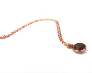 Collier pendentif minimaliste en argent sterling 925 plaqué or rose avec pierres précieuses multiples - Product Image 2