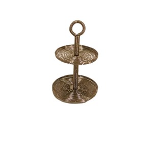 High End Quality Round Metal <b>Cake</b> <b>Stand</b> Handmade with Woven Base and Brushed Finish - Product Image 2