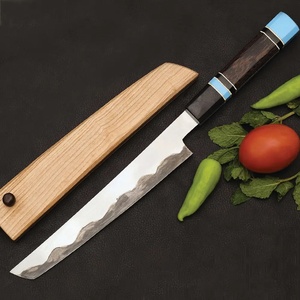 Cuchillo de filetear de acero de Damasco forjado a mano Ahmad Fabric, mango de madera ambidiestro, acabado mate, hoja de 7 pulgadas, extra afilado, con funda de cuero. - Product Image 2