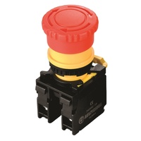 Bouton poussoir d'arrêt d'urgence à tête champignon 22mm 25mm 30mm, courant max. 6A, combinaison 2NO 1NC, nylon, IP54, 300V