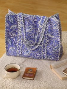 OEM Assorted Blue Indigo Floral Quilted Cotton Tote <b>Bag</b> - Eco-Friendly <b>Boho</b> Reusable Shopper - Product Image 5