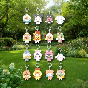 STRAYKIDS Secret Flocked Figure <b>Keyring</b> Cheer up Ver. SKZOO X SANRIO Characters Fashion Pendants & Charms - Product Image 3