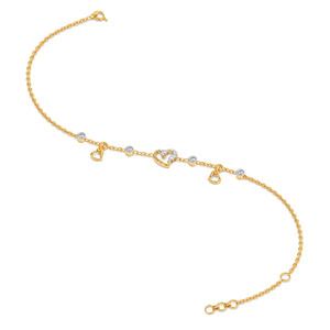 Pulsera de Cadena con Diamantes y Motivo de Corazón Abierto Asimétrico con Pequeños Corazones - Product Image 2