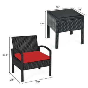 ชุดเฟอร์นิเจอร์ลานบ้านหวายกลางแจ้ง 3 ชิ้นพร้อมเบาะนั่งที่สะดวกสบาย - Product Image 4