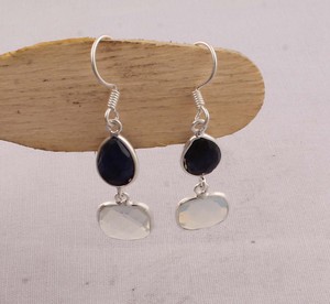 Natural Black Onyx & Opalite <b>Earrings</b> 925 Sterling <b>Silver</b> Jewelry Manufacturer Wholesale Handmade Gemstone Drop <b>Dangle</b> <b>Earrings</b> - Product Image 3