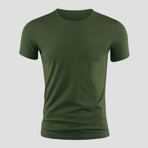 เสื้อยืดแขนสั้นคอกลมสีพื้นสำหรับผู้ชาย ผ้าถัก สวมใส่สบาย สีเขียว ทรงปกติ ระบายอากาศได้ดี ผ้าเจอร์ซีย์คอตตอน 100% - Product Image 1