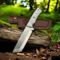 Couteau de chasse à lame droite de qualité industrielle OEM/ODM, manche en bois, étui en cuir, personnalisable OEM