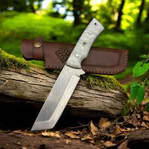 Couteau de chasse à lame droite de qualité industrielle OEM/ODM, manche en bois, étui en cuir, personnalisable OEM - Product Image 3