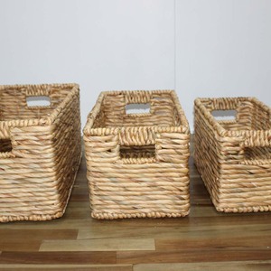 Hot Sale Natural Rattan <b>Storage</b> <b>Baskets</b> <b>Rectangle</b> With Handles Rustic Multi Purpose Neatening <b>Basket</b> Set For Home Organization - Product Image 6