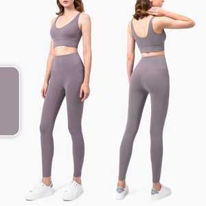 Conjunto de Yoga sin Costuras para Mujeres de EE. UU. y Europa, con Logotipo Personalizado, Leggings de Cintura Alta, Top Deportivo, Ropa de Gimnasio de Primera Calidad - Product Image 1