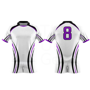 Conjunto de Camiseta y Pantalones Cortos de Fútbol a Rayas Blancas, Moradas y Negras, Unisex, Sublimados, de Poliéster que Absorbe la Humedad, Ajuste Atlético, para Adultos, para Todas las Temporadas - Product Image 1