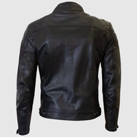 Blouson en cuir matelassé style universitaire classique avec logo frontal personnalisable, design moto vintage pour homme