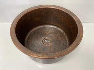 Handmade Hammered Copper Kitchen Sink <b>Round</b> Wash <b>Basin</b> Luxury Bathroom Vessel Sink Farmhouse Countertop OEM Supplier - Product Image 2