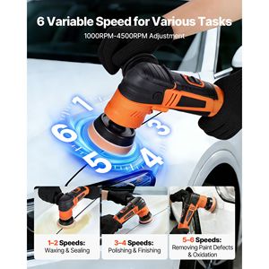 Pulidora Rotativa de 600W y 6 Velocidades (1000-4500 RPM) con Kit de Encerado para Autos de 1.2/2/3 Pulgadas, Duradera para 10000 Horas de Uso - Product Image 3