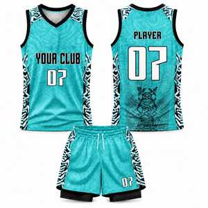 Conjunto de Pantalones Cortos y Camiseta de Baloncesto Transpirable 100% Poliéster al por Mayor, Sublimación, Personalización con Nombre de Equipo, Verano, Fábrica OEM - Product Image 1