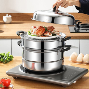Casserole vapeur multi-niveaux multifonction écologique de qualité supérieure, construction en acier inoxydable, couvercle en acier inoxydable, chauffage rapide au gaz - Product Image 4