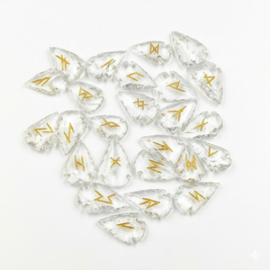 High quality clear <b>crystal</b> arrowhead rune <b>set</b> <b>Crystal</b> Rune Wicca Energy natural stone for Divination and Intuition Meditation - Product Image 4