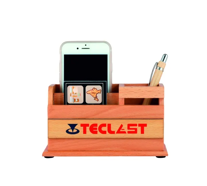 Premium-Qualität Office Use Custom ized Branding Holz stift Telefon halter Ständer für Büro Schreibtisch Tisch Studie Tisch dekoration