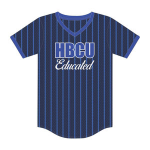 Camiseta de béisbol azul marino con diseño de jersey, estilo universitario, de chenilla, para hermandades griegas Divine Nine, con orgullo colegial, servicio OEM. - Product Image 2
