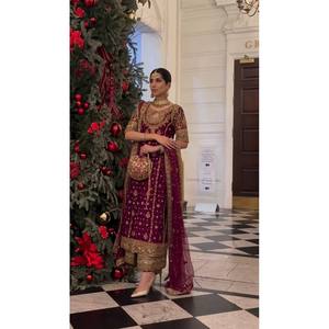 ชุดท็อป-ปาลาซโซ พร้อมผ้าคลุมไหล่ งานปักหนัก ไซส์ XL สำหรับงานปาร์ตี้ - Product Image 2