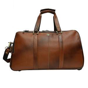 Unisex Genuine Leather Vintage Lightweight Durable Large Capacity Folding Travel Handbag Zipper Characters Outdoor Hiking - Product Image 6