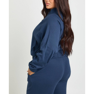 Custom Design Fashion Women Tracksuit Academic High Waist Workout Clothes for Fitness Gym Matching <b>Set</b> Solid Cotton 2PCS Suit - Product Image 3