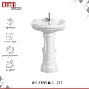 Direct Factory Supply Premium Quality Bathroom Usage Hygienic Wash <b>Basin</b> Pedestal of White Ceramic for Home and Hotel from India - Product Image 2