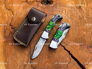 Couteau pliant à verrouillage en acier de Damas, manche en bois, lame à pointe clip, EDC, chasse, extérieur, qualité industrielle, OEM personnalisable, 6,5 pouces - Product Image 4