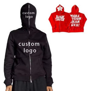 Sudadera con capucha Y2K oversize para hombre, 100% algodón de alto gramaje, con cremallera, estampado en relieve, bordado y forro polar de espuma 3D. - Product Image 3