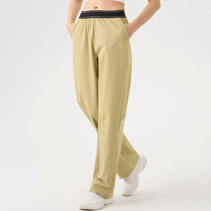 Pantalon de jogging color block taille haute coupe ample jambe droite avec poches, confortable et respirant pour le fitness et le yoga - Product Image 6