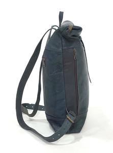 Authentic Buffalo Leather <b>Roll</b> Top <b>Backpack</b> Grainy Texture Rucksack Heavy Duty Travel Bag For Outdoor LRTB-0145 - Product Image 5